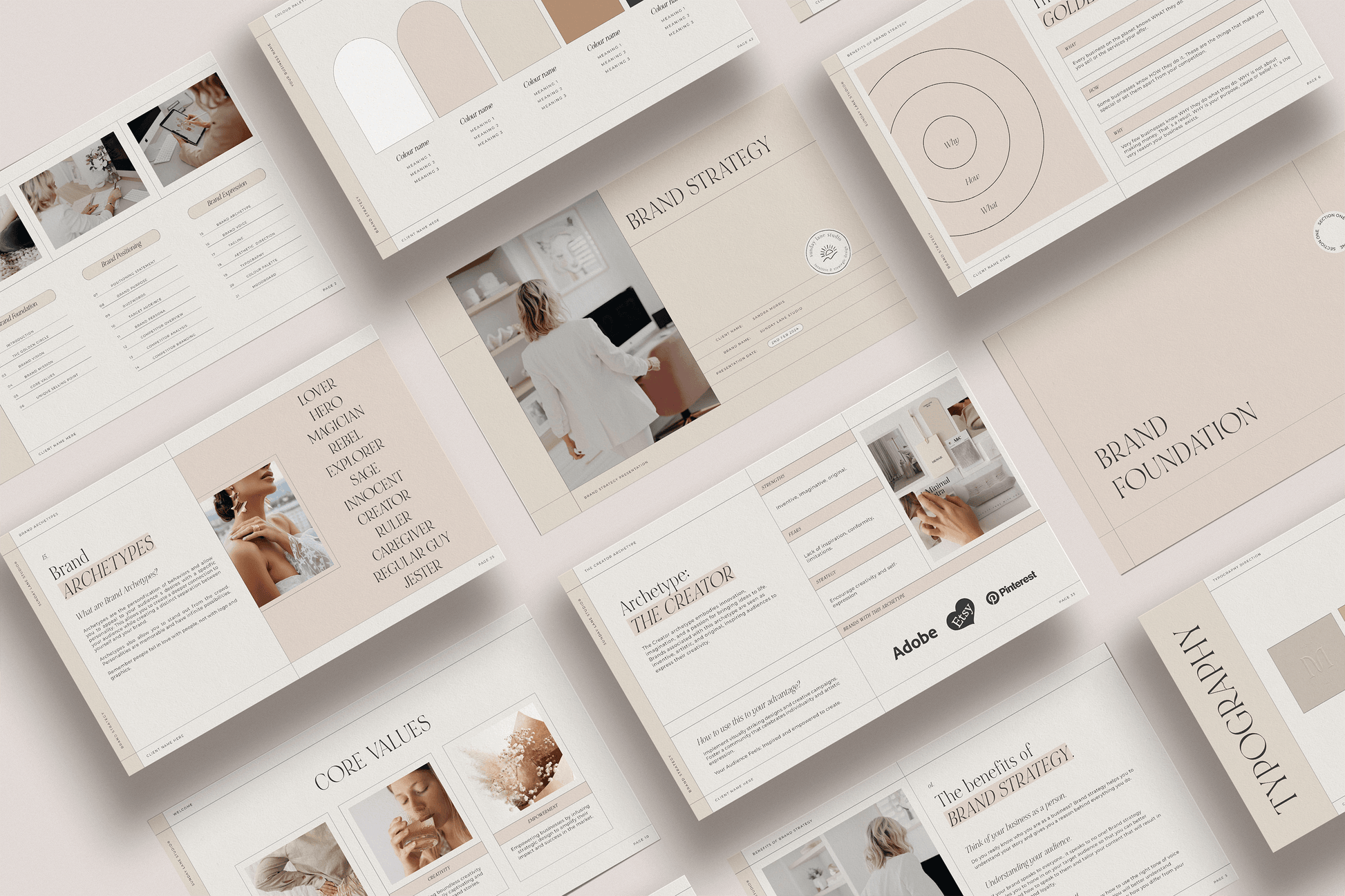 Brand Strategy Template in Canva by Sunday Lane Studio - Branding Design Templates Guidelines and more for Brand Graphic & Website Designers - Twenty Two