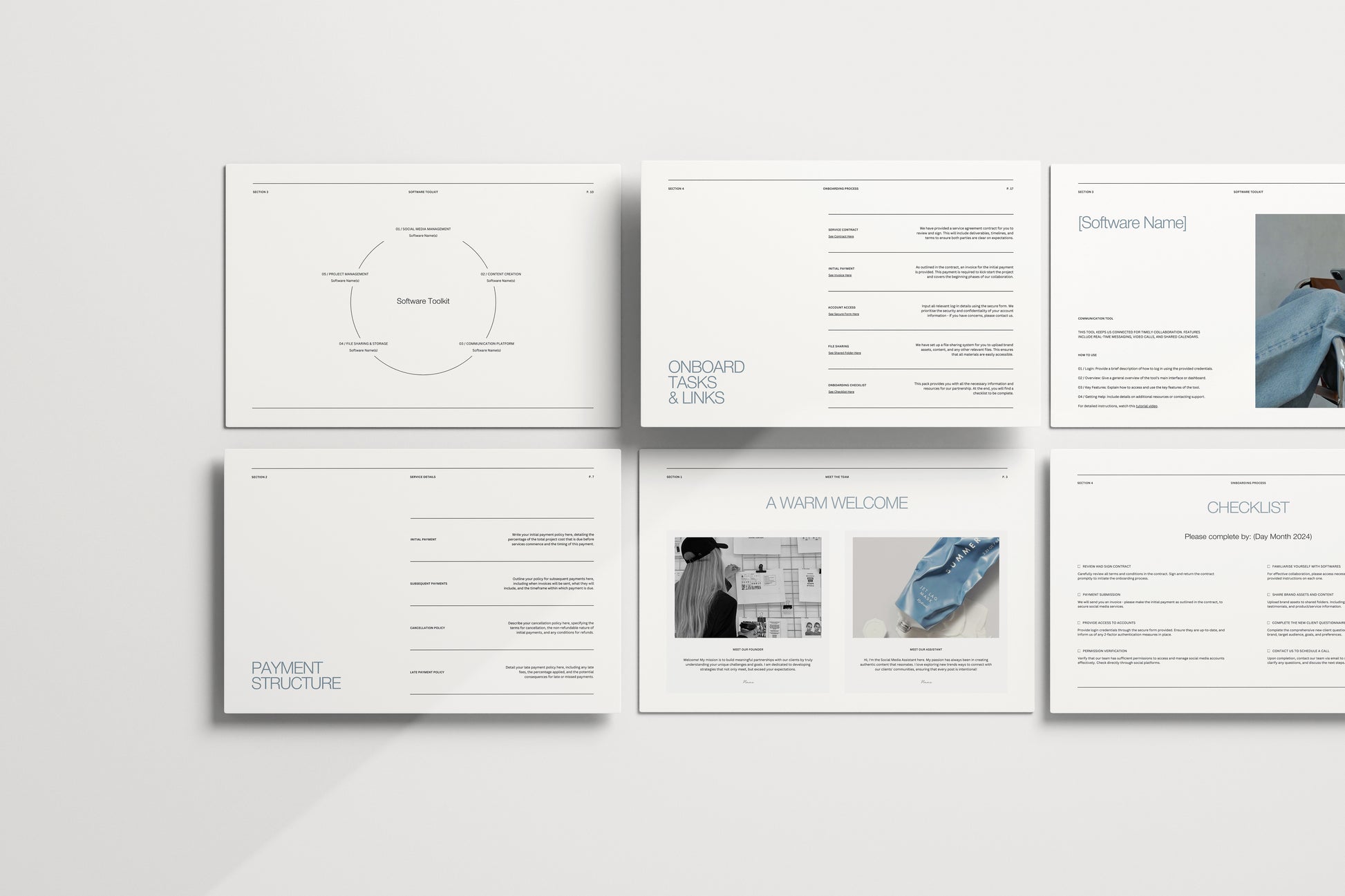 social media client onboarding template for smm social media marketing managers - customise in canva 