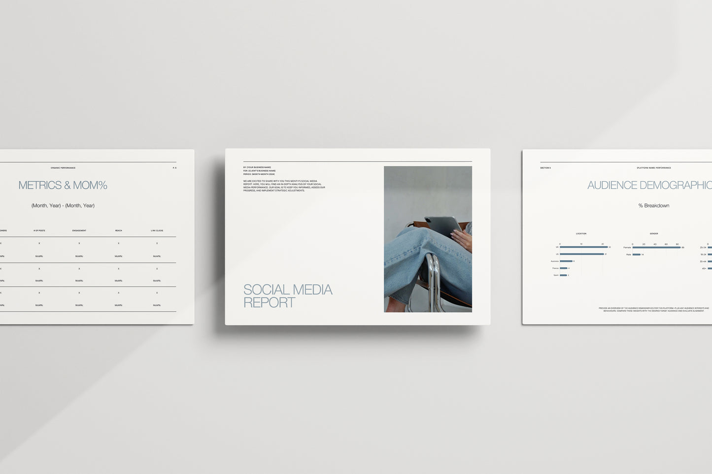 social media monthly report template for smm social media marketing managers - customise in canva 